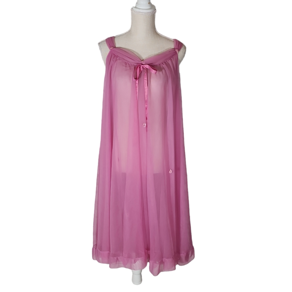 Vintage Flowy Pink Night Gown Fairycore Slip Dress